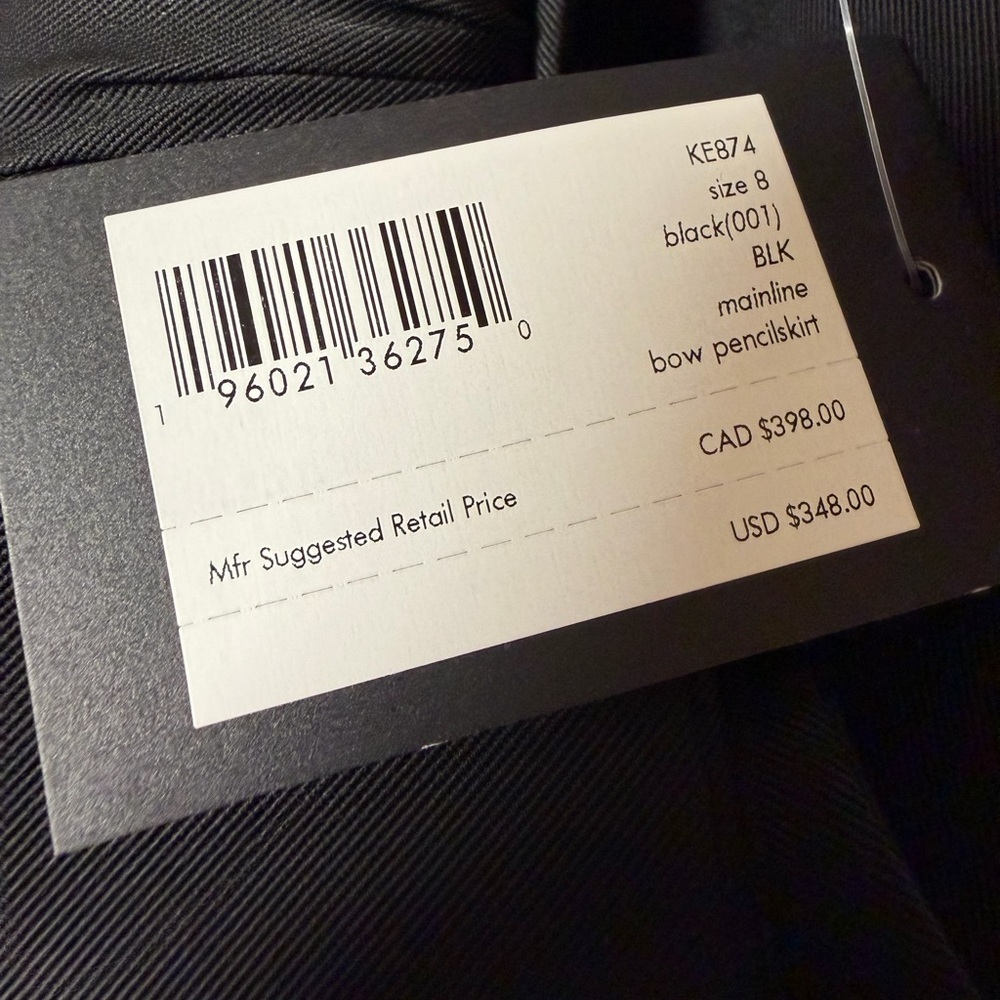 Kate Spade Black Bow Pencil Skirt Size 8 NWT Midi Office Career Chic Luxury - Picture 9 of 14